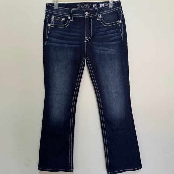 NWOT Miss Me Chloe Bootcut Jeans with Metallic Glitz Faux Flap Pockets Size 32 - Picture 4 of 15